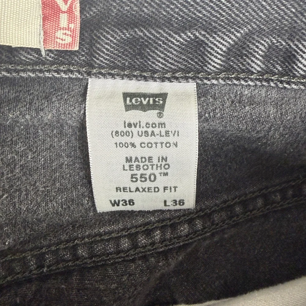 Levis 550 Relaxed Fit‎ Jeans Mens 36x36 Faded Black Denim 100% Cotton Grunge Y2K